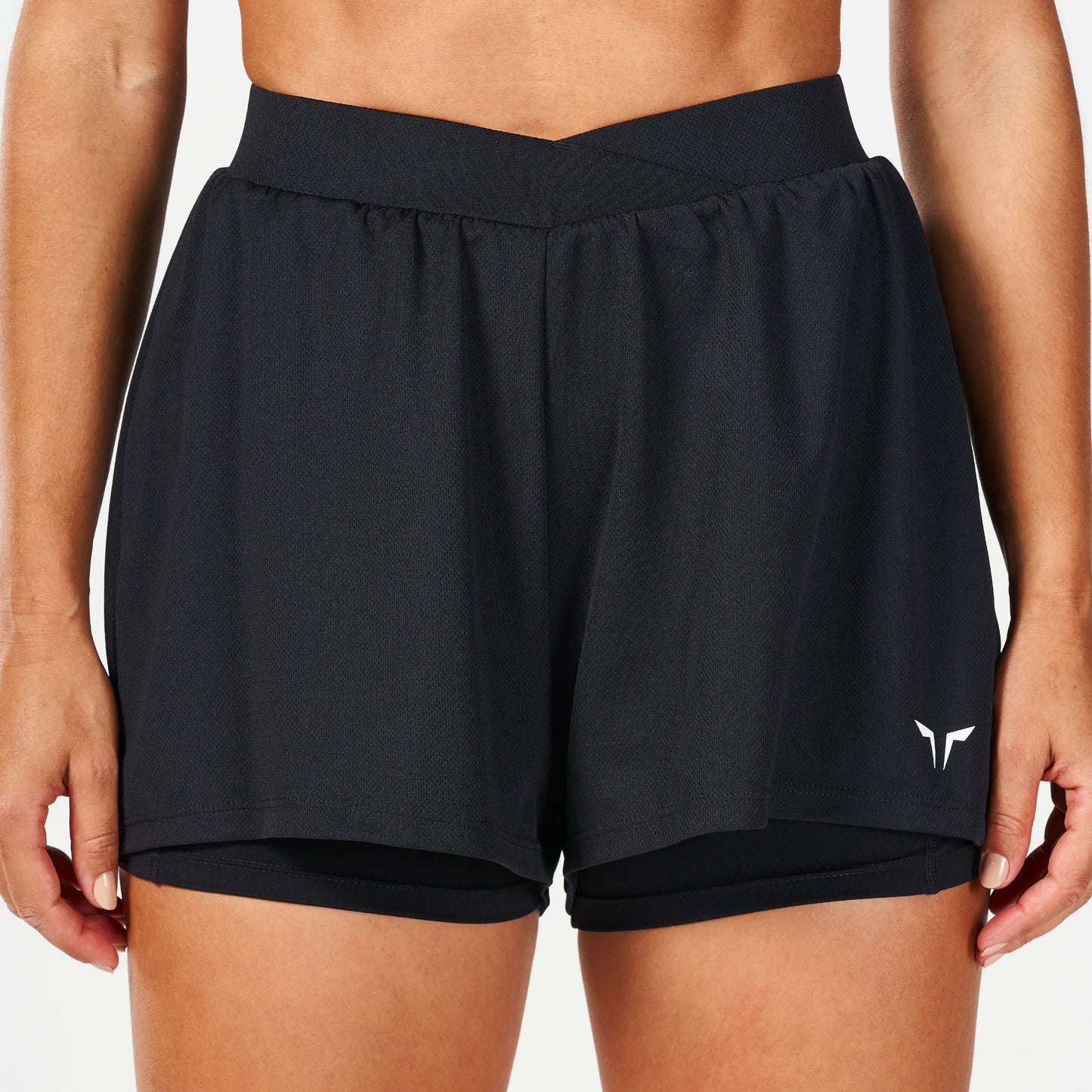 شورت أنتيمد 2 في 1 للركض - أسود