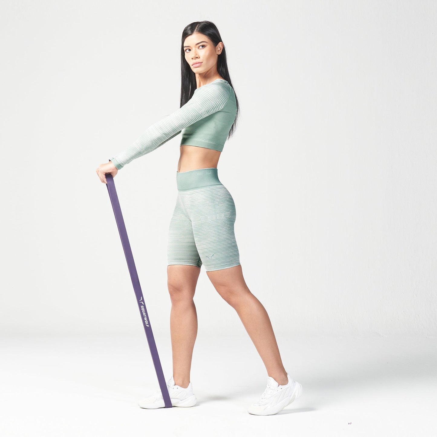 squatwolf-workout-clothes-infinity-stripe-seamless-shorts-green-surf-gym-shorts-for-women
