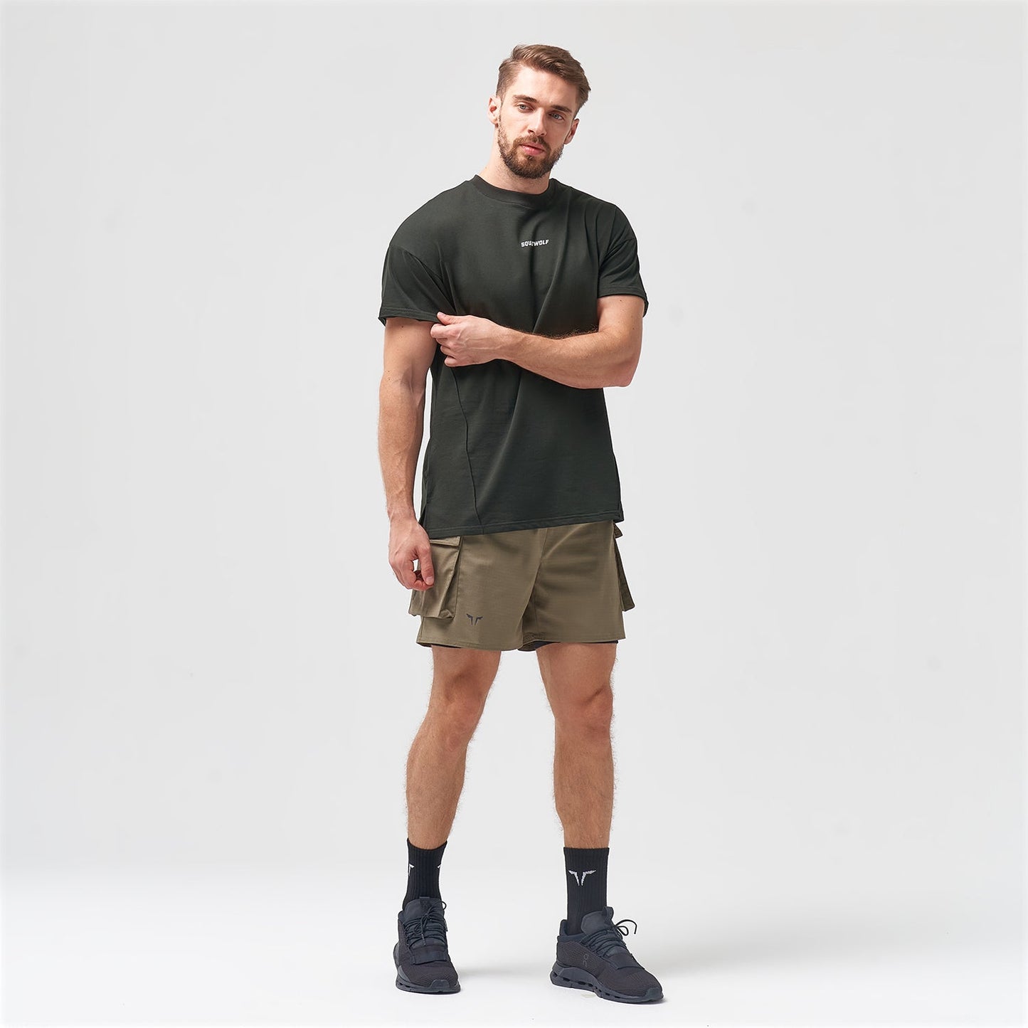 squatwolf-gym-wear-bodybuilding-tee-khaki-workout-shirts-for-men