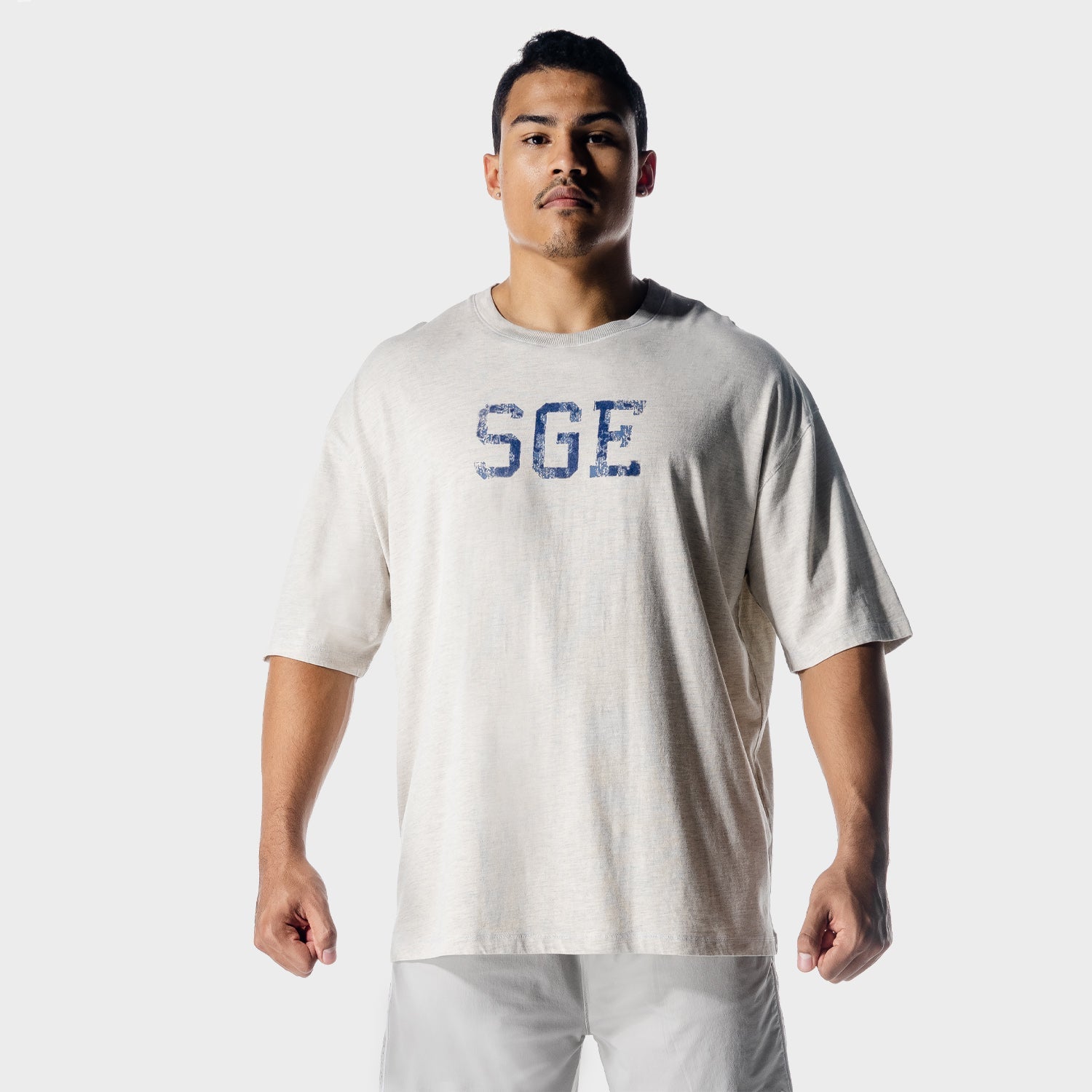 squatwolf-gym-shirts-golden-era-oversized-t-shirt-ecru-marl-workout-clothes-for-men