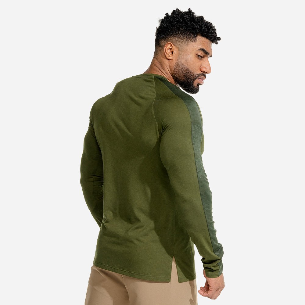 squatwolf-gym-wear-limitless-long-sleeves-top-khaki-workout-top-for-men
