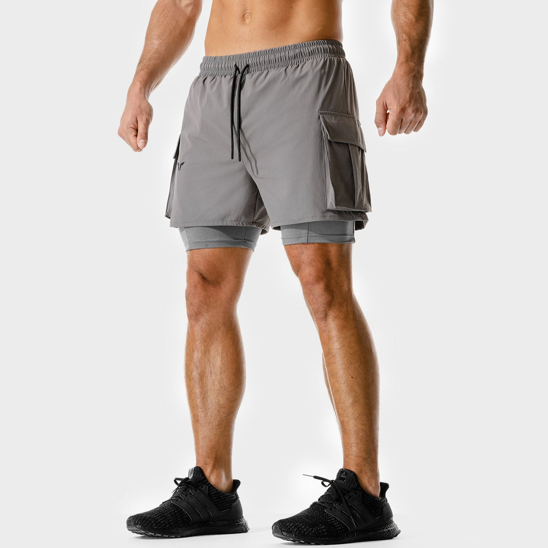 squatwolf-gym-wear-code-2-in-1-cargo-shorts-grey-workout-shorts-for-men