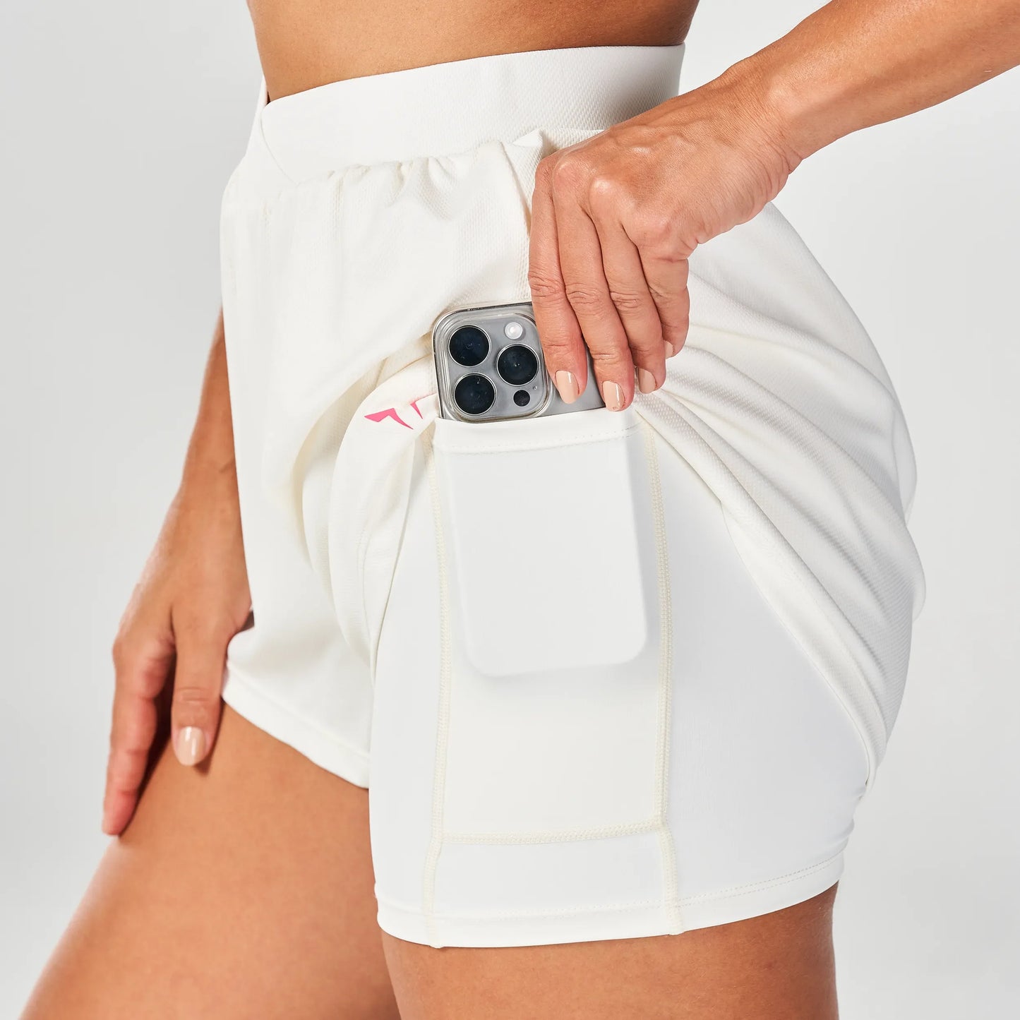 شورت أنتيمد 2 في 1 للركض - أبيض لؤلؤي