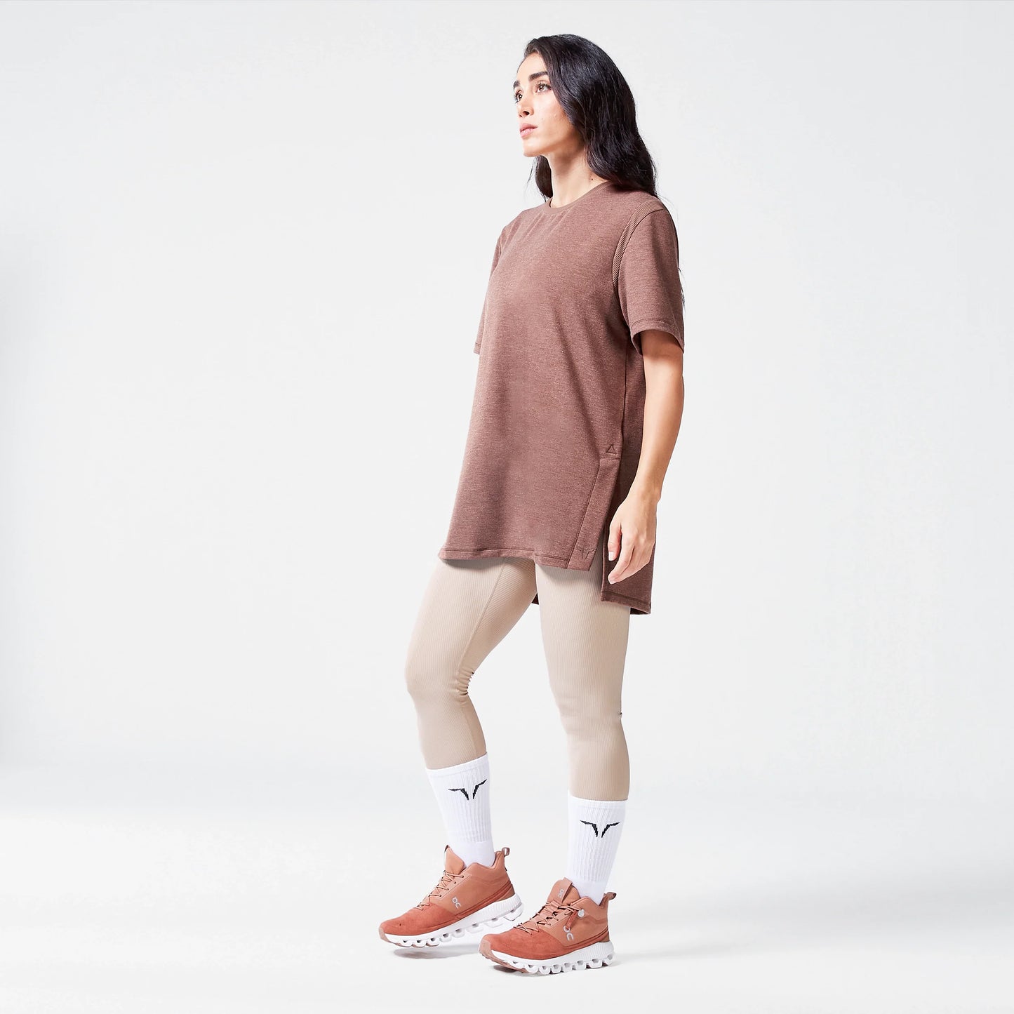 Code Oversized Drip T-shirt - Cappuccino Marl