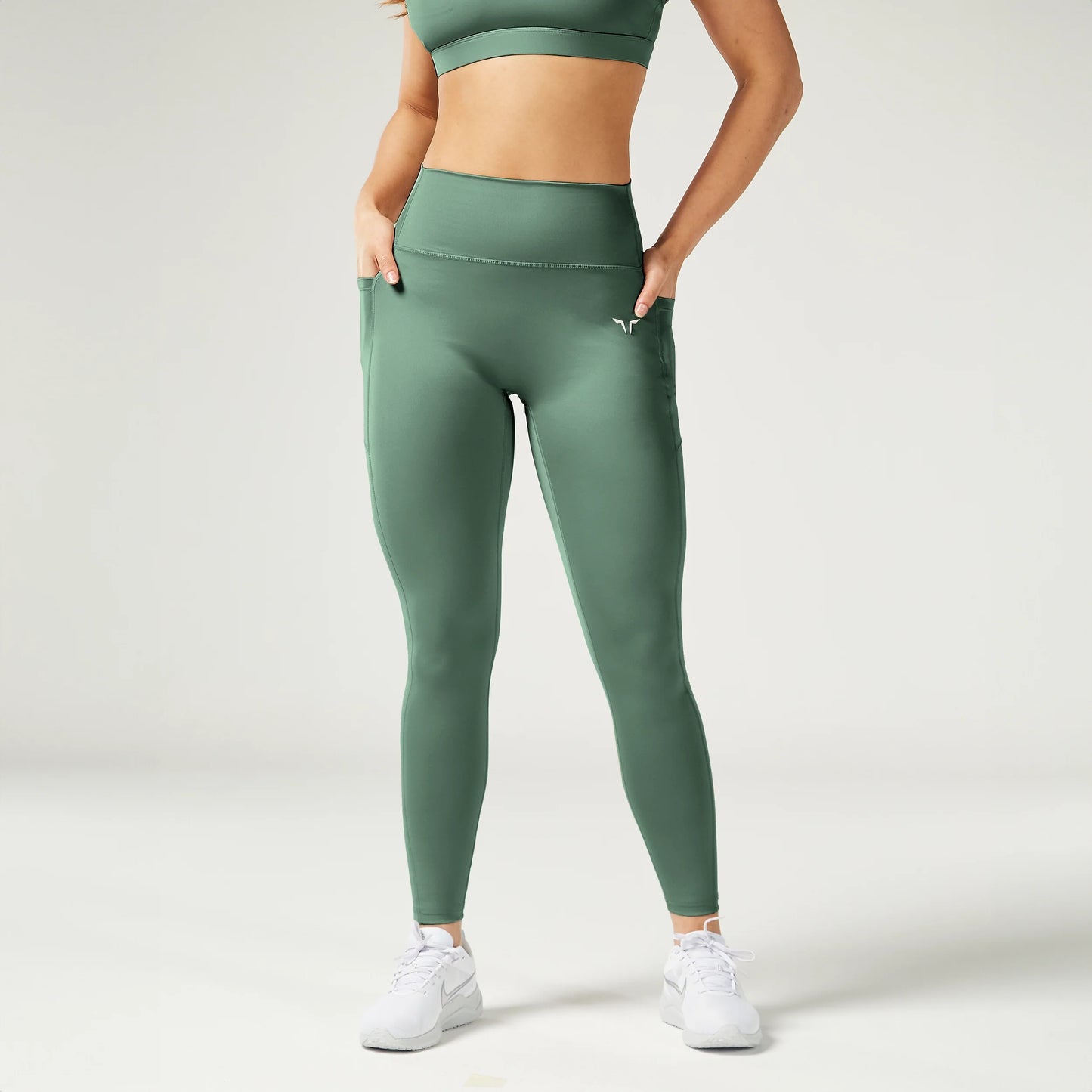 ليقنز بخصر مرتفع 27" - أخضر غامق