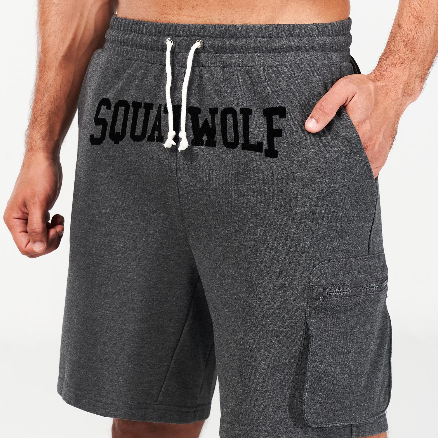 squatwolf-gym-wear-golden-era-new-gen-jogger-shorts-black-marl-workout-short-for-men