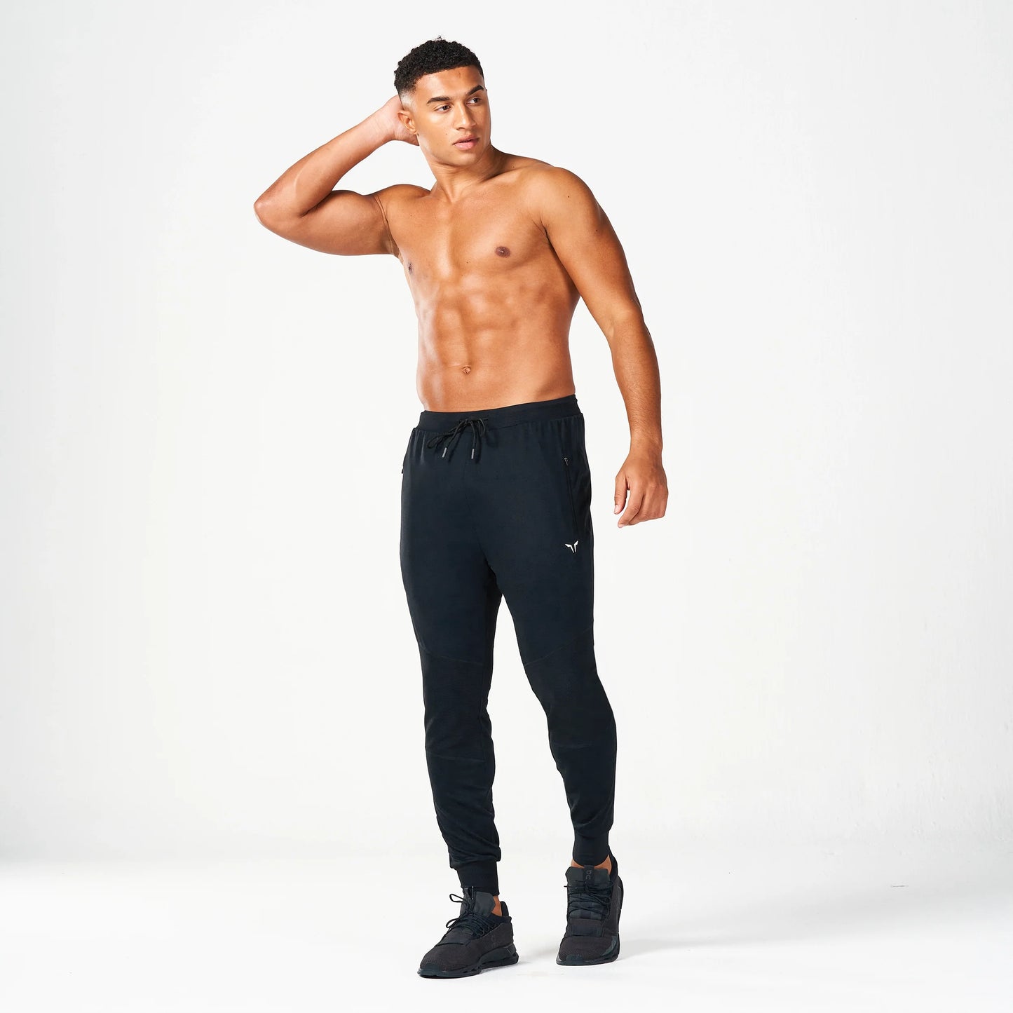 بنطال ستيتمنت مطور رياضي للركض بتصميم مضلع - أسود