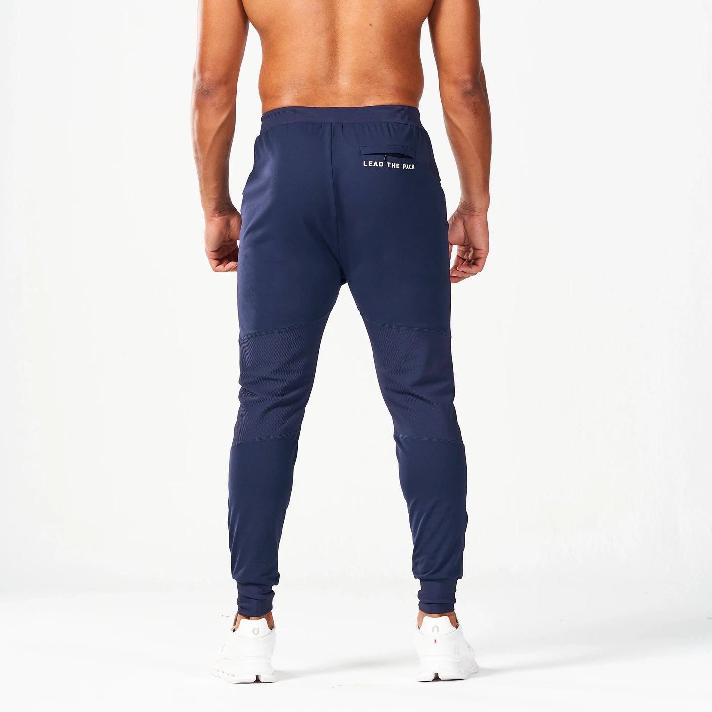 بنطال ستيتمنت مطور رياضي للركض بتصميم مضلع - كحلي