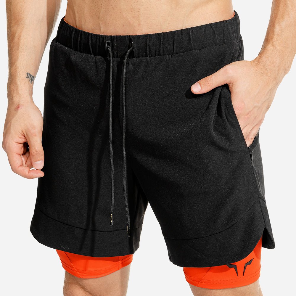 squatwolf-workout-short-for-men-2-in-1-gym-shorts-black-orange-gym-wear