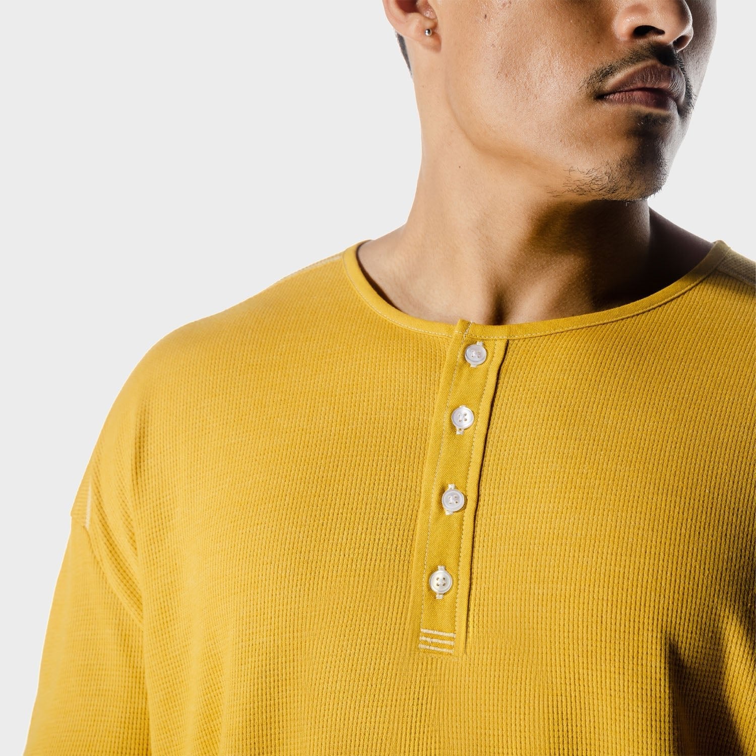 squatwolf-workout-shirts-golden-era-waffle-top-lemon-curry-gym-wear-for-men