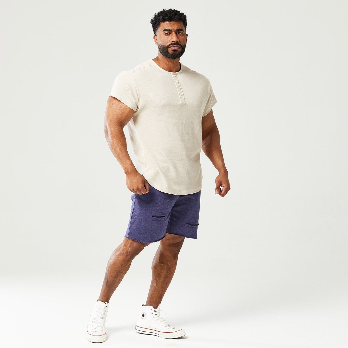 squatwolf-gym-wear-golden-era-waffle-top-short-sleeves-grey-morn-workout-short-for-men