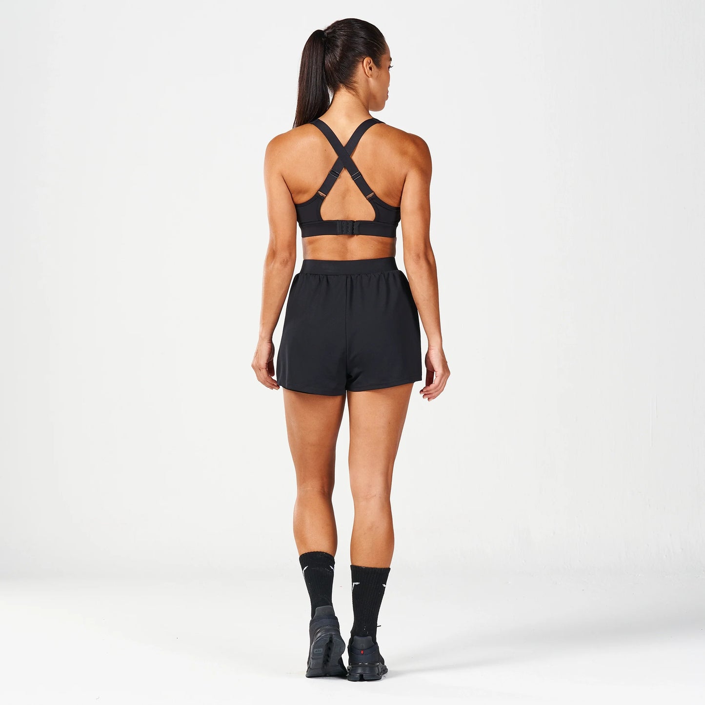 شورت أنتيمد 2 في 1 للركض - أسود