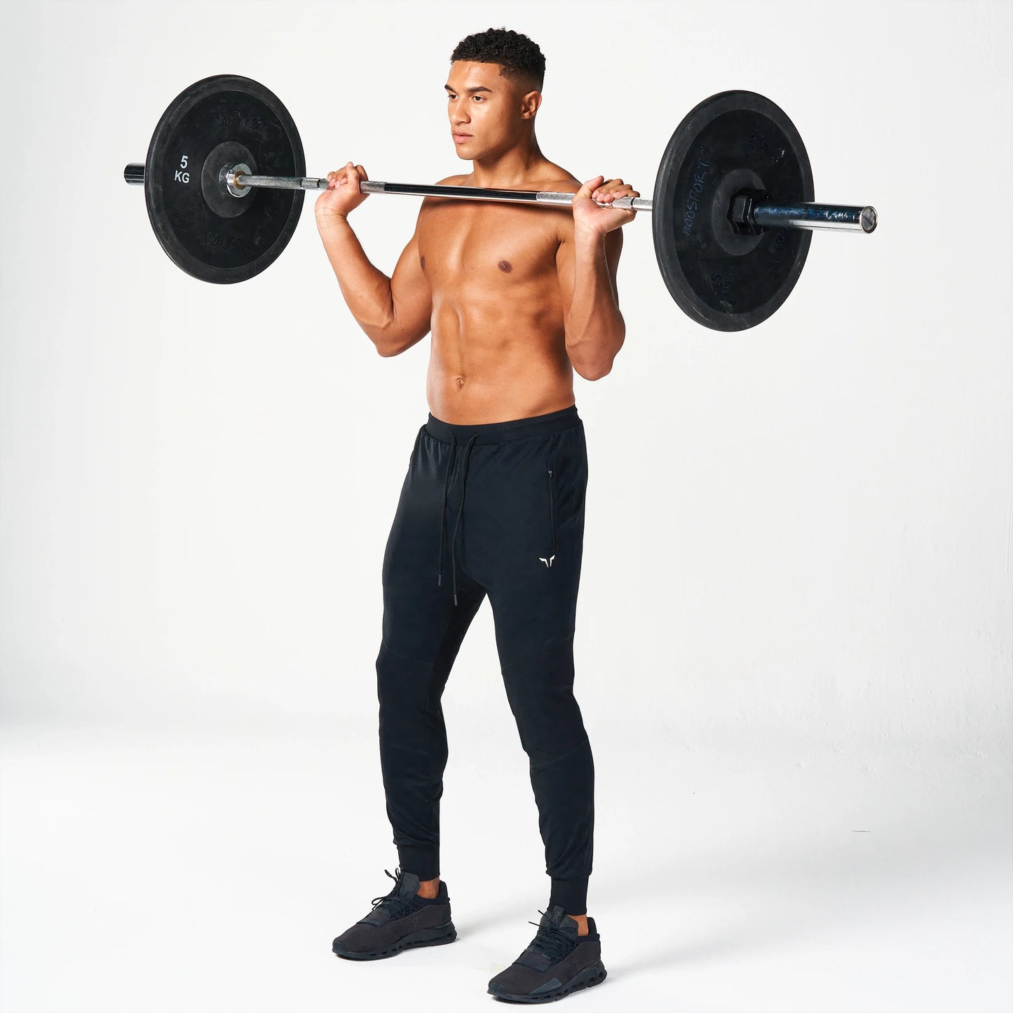 بنطال ستيتمنت مطور رياضي للركض بتصميم مضلع - أسود