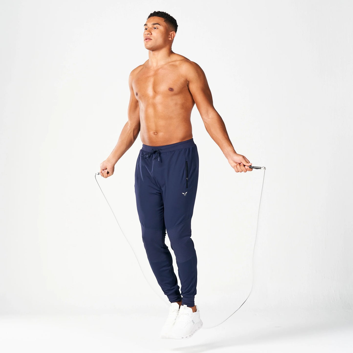 بنطال ستيتمنت مطور رياضي للركض بتصميم مضلع - كحلي