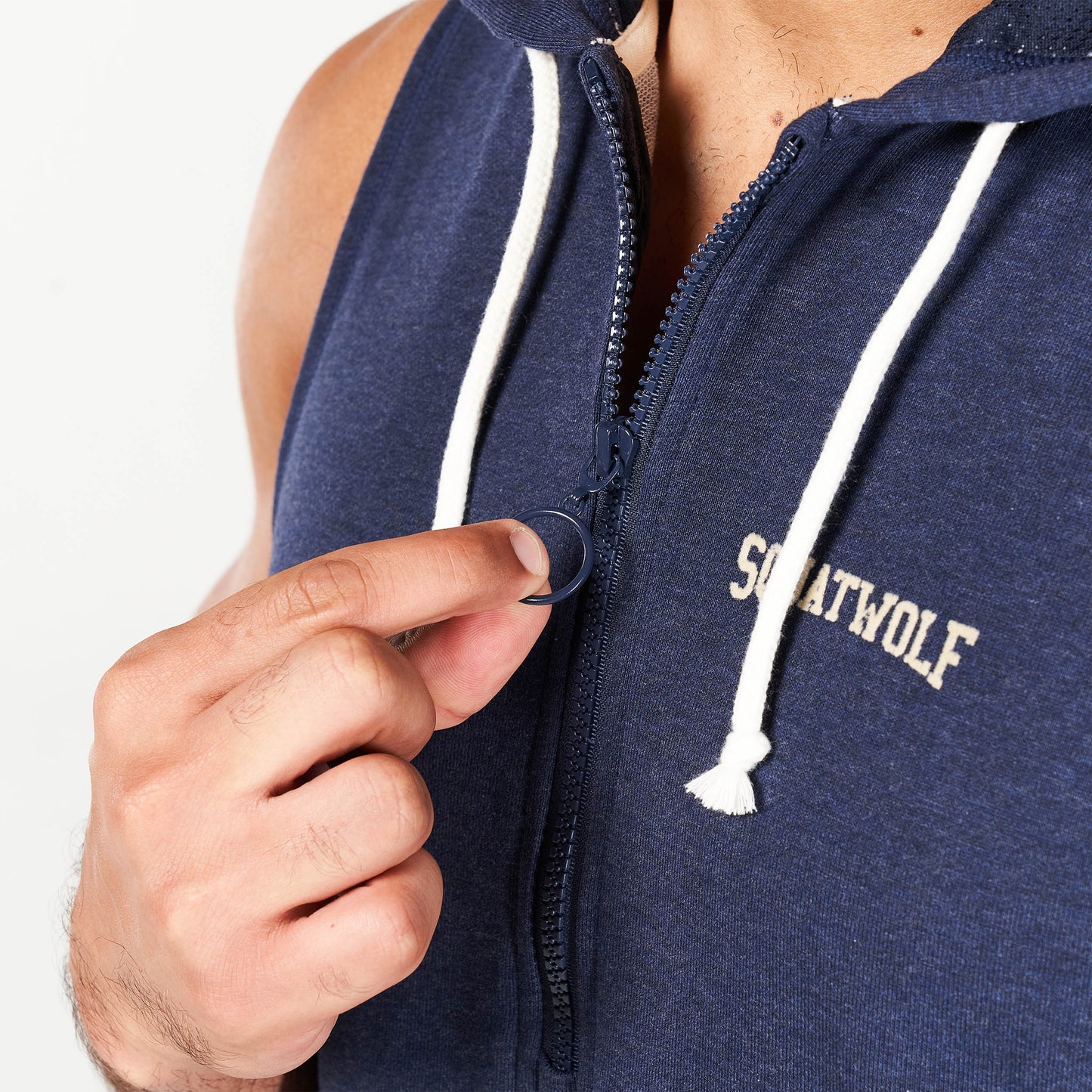 squatwolf-gym-wear-golden-era-new-school-hooded-tank-navy-marl-workout-tank-tops-for-men