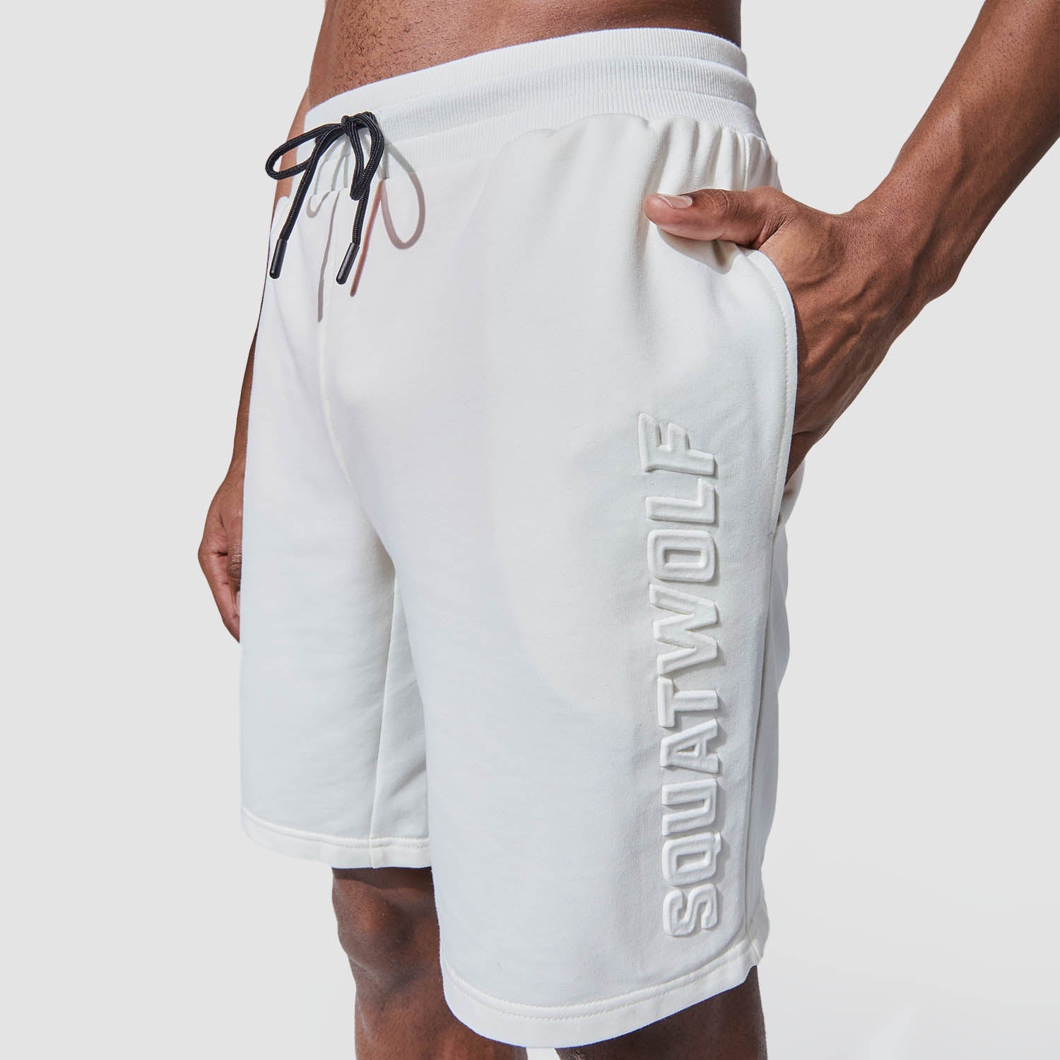 squatwolf-gym-wear-graphic-wordmark-jogger-shorts-white-workout-shorts-for-men