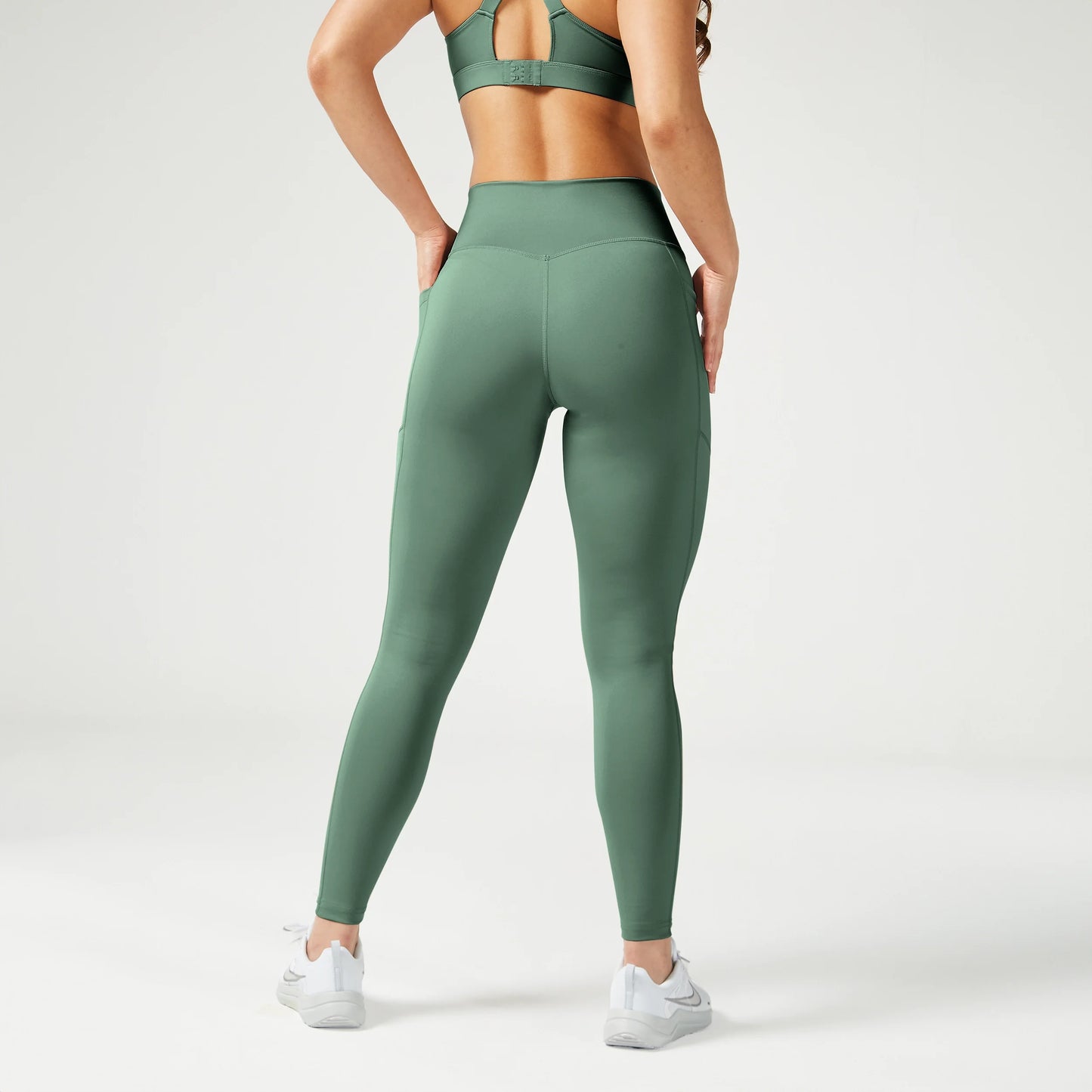 ليقنز بخصر مرتفع 27" - أخضر غامق