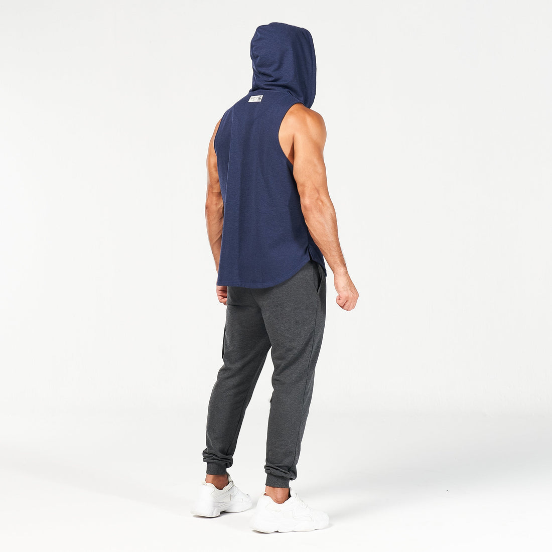 squatwolf-gym-wear-golden-era-new-school-hooded-tank-navy-marl-workout-tank-tops-for-men