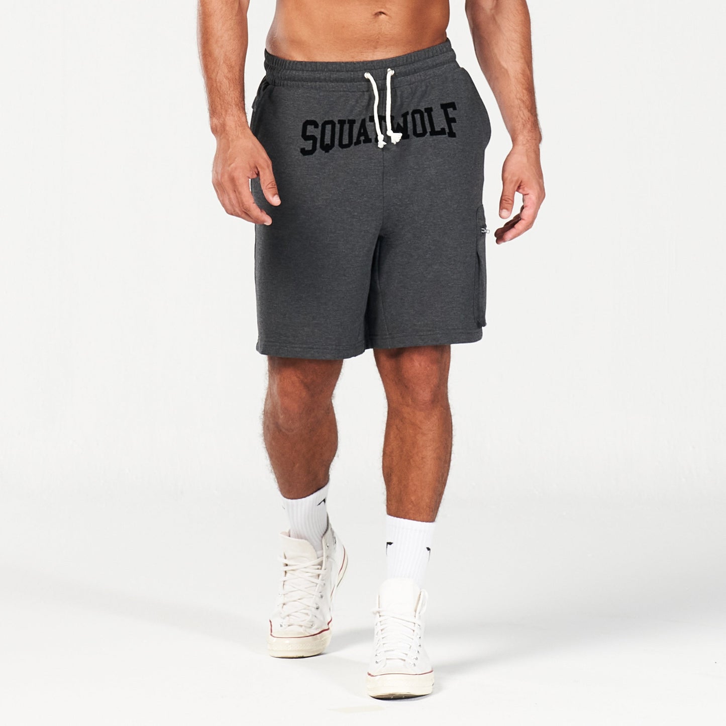 squatwolf-gym-wear-golden-era-new-gen-jogger-shorts-black-marl-workout-short-for-men