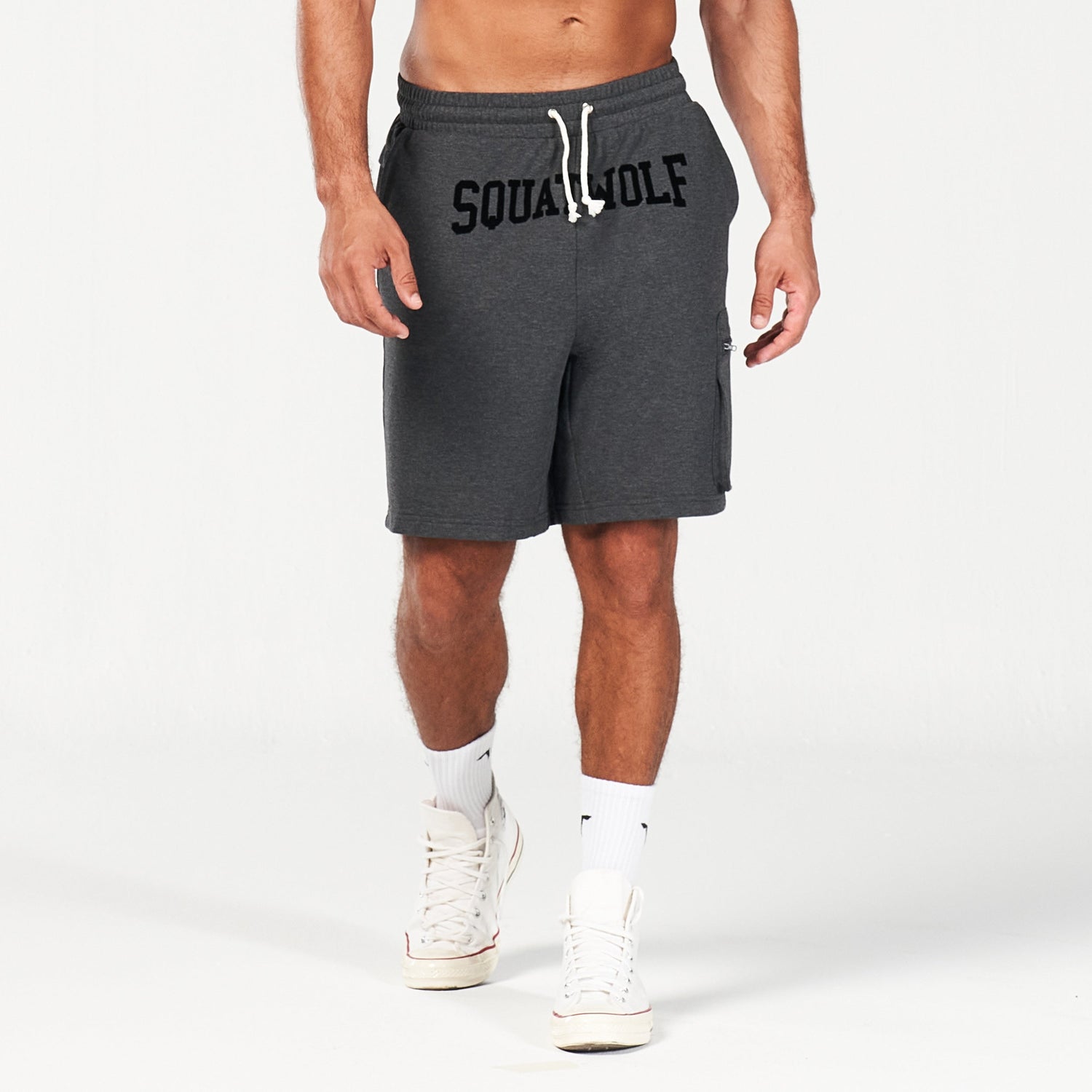 squatwolf-gym-wear-golden-era-new-gen-jogger-shorts-black-marl-workout-short-for-men