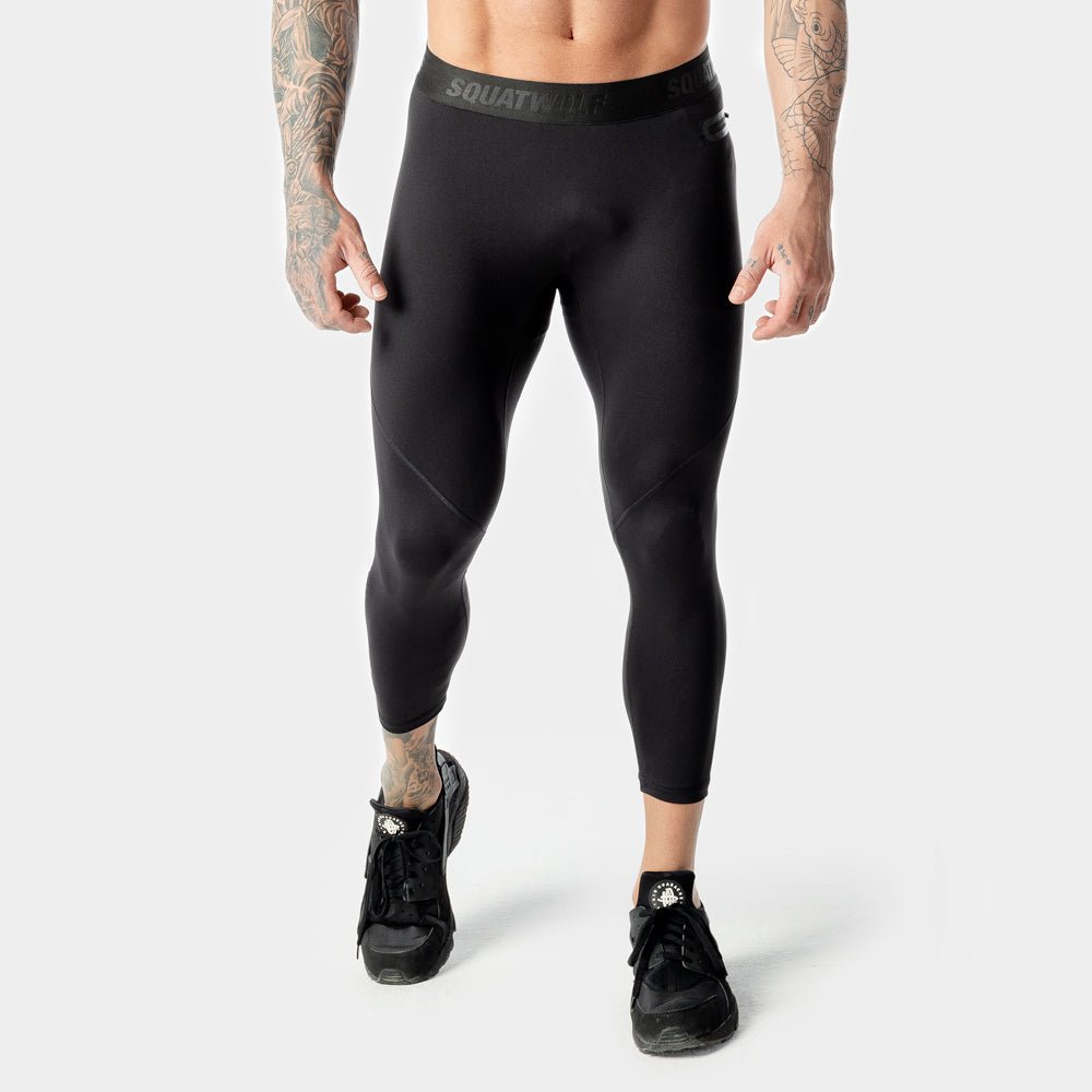 squatwolf-gym-wear-warrior-tights-3/4-black-workout-leggings-for-men