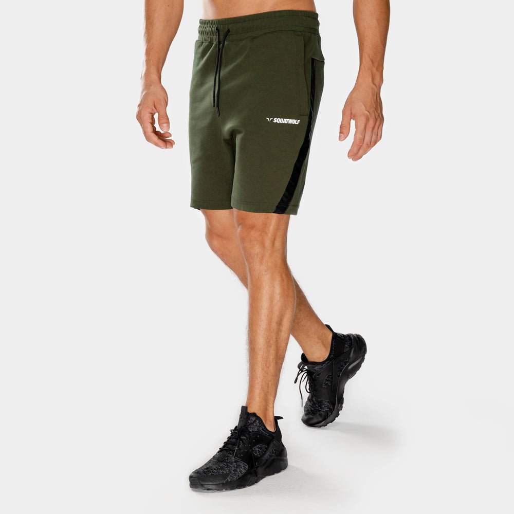 squatwolf-short-for-men-warrior-panel-shorts-olive-workout-gym-wear