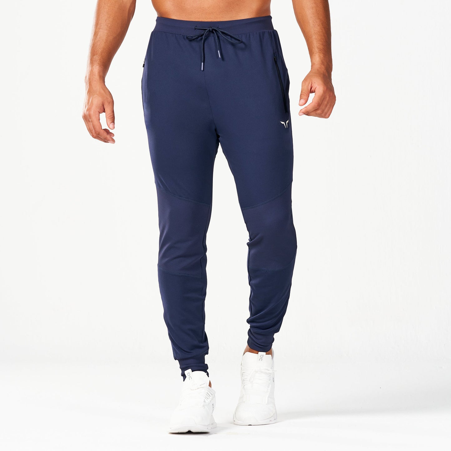 بنطال ستيتمنت مطور رياضي للركض بتصميم مضلع - كحلي