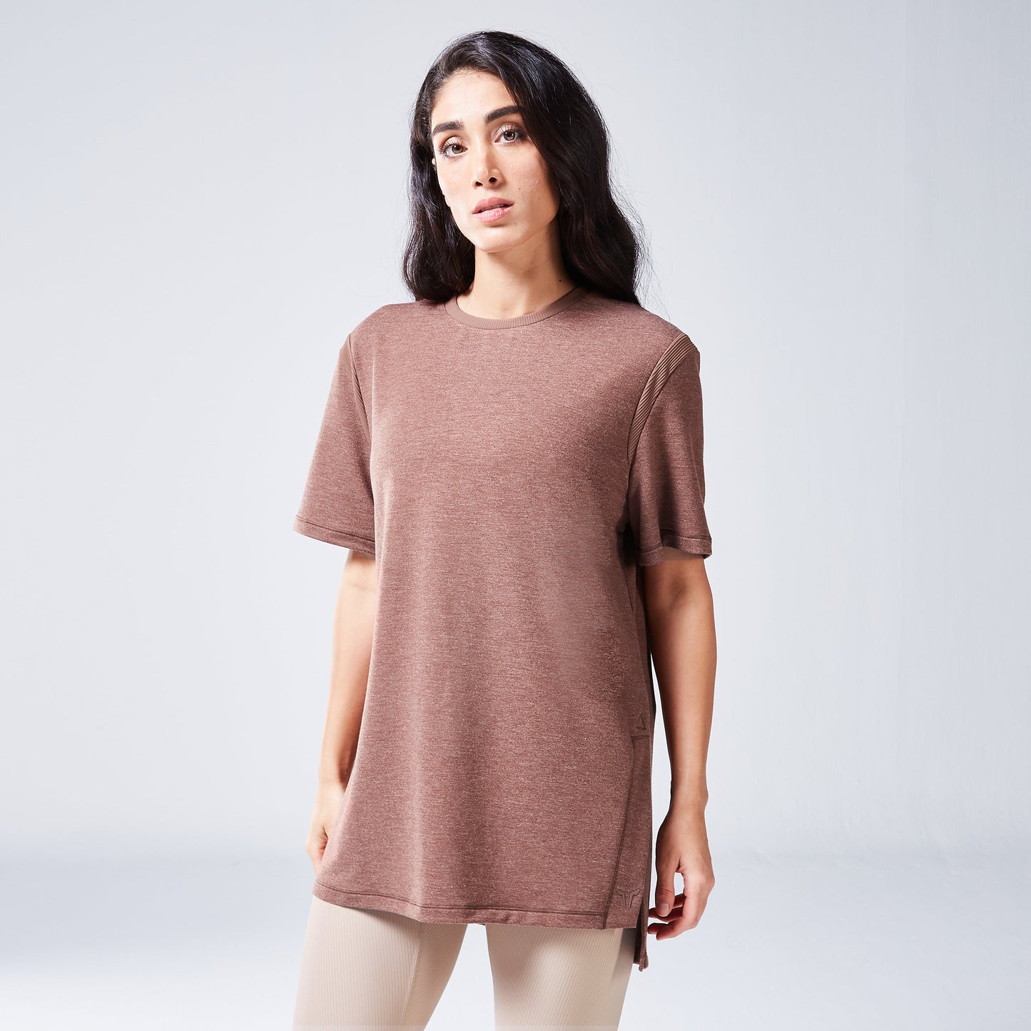 Code Oversized Drip T-shirt - Cappuccino Marl